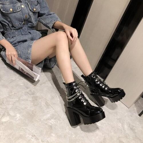 Demon Dark Goth Punk Demon Lolita Gothic Mary Jane Shoes Womens Boots Platform Leather Nightclub Martin Boots