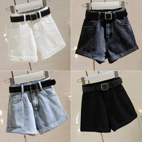 2021 Collocation Sashes Casual Women Denim Shorts High Waist Loose Summer Short Jeans Feminino Chic Ladies Bottom Clothing Y793