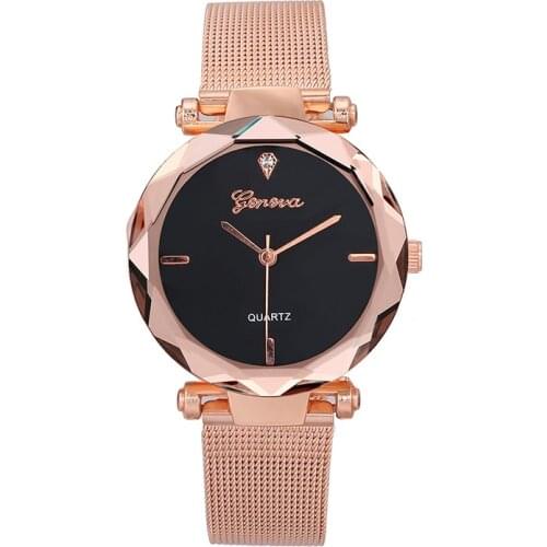 Relogio Feminino Geneva Gold Women Watches Fashion Mesh Belt Simple Design Metal Ladies Bracelet Quartz Clock