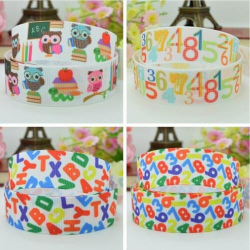 10 Yards 22mm 7/8" School number letter ABC I love school Printed grosgrain ribbon hair bow DIY hair accessories retail B0929