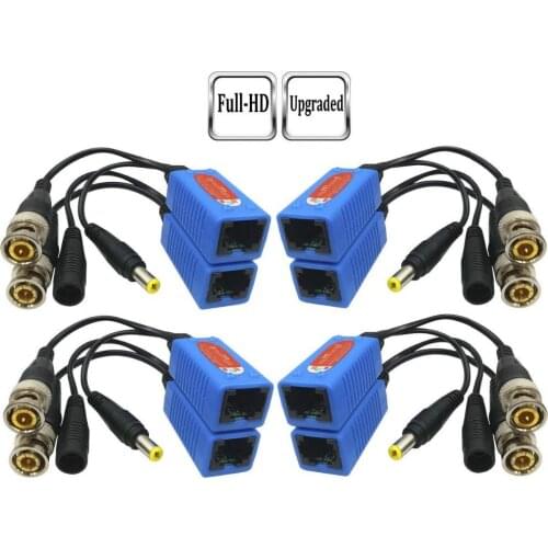100Pair Passive Video Balun BNC to RJ45 Adapter with Power Full HD 1080P-5MP Surveillance Security Camera Ethernet Cable
