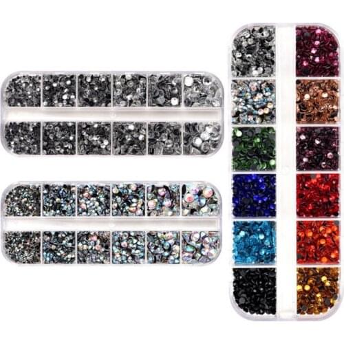 2-6mm 2000Pcs Rhinestones Crystal Clear AB Non Hotfix Flatback Nail Rhinestones For Clothes Nails DIY 3D Nail Art Decoration