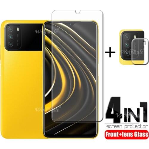 4-in-1 For Poco M3 Glass For Xiaomi Poco M3 Tempered Glass Screen Protector For Note 9 8 Pro Redmi 9 A C Poco X3 M3 Lens Glass