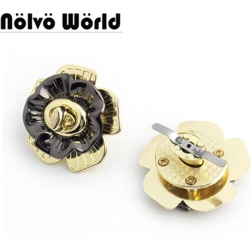 5-10-30sets 47*49mm flower shape Turn lock Bag lock in bag Parts or accessories Light gold Twist lock