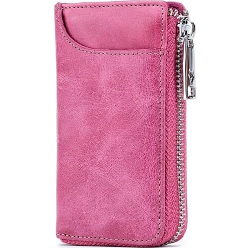Genuine Leather Car Key Holder Portable Key Pouch Real Cowhide Leather Car Key Bag Case with Card Holder Wallet