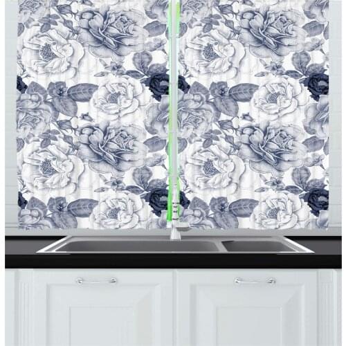 Colored Abstract Flowers Window Curtains Home Decor Kitchen Draperies Curtains for Bedroom Living Room Curtain