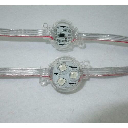 30mm diameter;DC12V;addressable;rgb full color;IP68;GS8206 pixel module;3pcs 5050 led;0.72W;with backup signal line