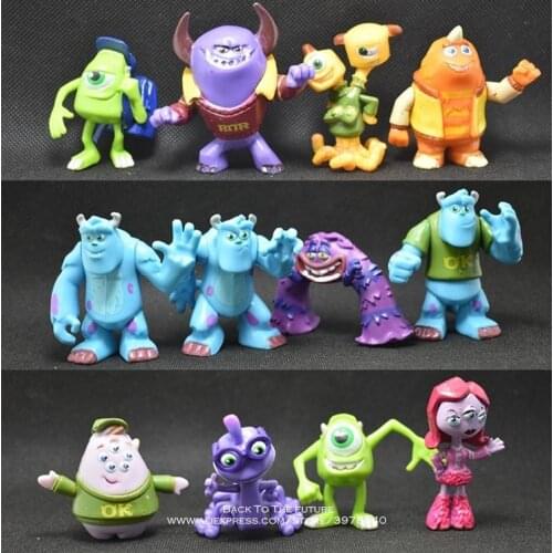 Disney Monsters University Mike Wazowski James P.Sullivan 3-5cm 12pcs/set Action Figure Anime Mini Collection Figurine Toy model