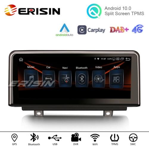 Erisin 2830 10.25" IPS Android 10.0 Car Stereo GPS Radio OEM CD Player for BMW 1er-F20/F21, 3er-F30/F31/F34, 4er-F32/F3 NBT