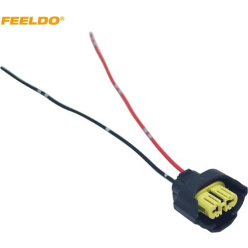 FEELDO 2PCS Car Headlight Lamp Holder H9 Base Bulb Socket Electrical Wire Connector Wiring Harness Plug Adapter #5961