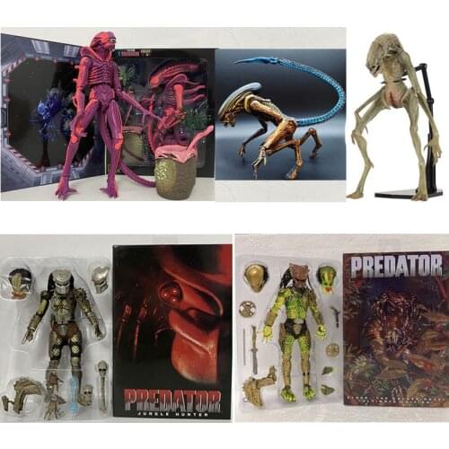 NECA AVP Aliens vs Jungle HunterPredator Figure Gold Kenner Leader Clan Chief Xenomorph Action Figure Horror Gift