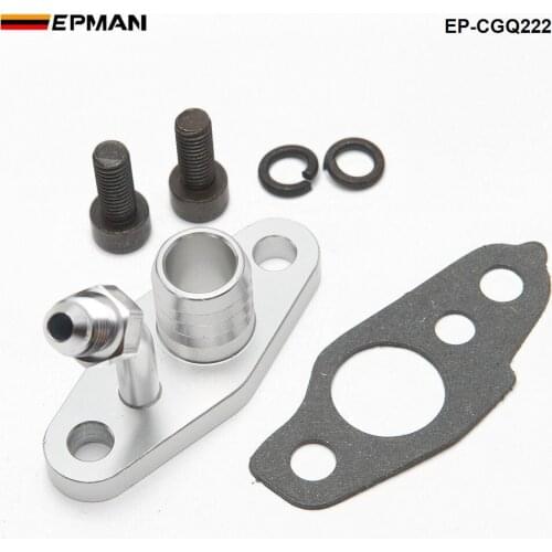 Turbo Oil Feed & Return Flange For TOYOTA CT9 CT12 CT20 CT26 4AN Feed w/ 20mm Barb EP-CGQ222