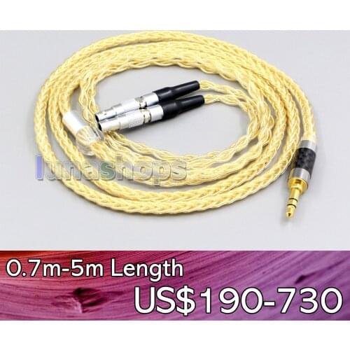 LN006494 8 Cores 99% Pure Silver + Gold Plated Earphone Cable For Ultrasone Veritas Jubilee 25E 15 Edition ED 8EX ED15 Headphone