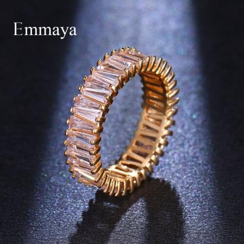 Emmaya Classic Appearance Gold Color Circular Ring With Cone-shape Transparent Cubic Zircon Popular For Women Dinner Party