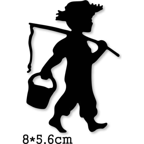 Metal Cutting Dies boy carry bucket go fishing 2020 New craft Scrapbooking Dies cuts stencil emboss paper card make template