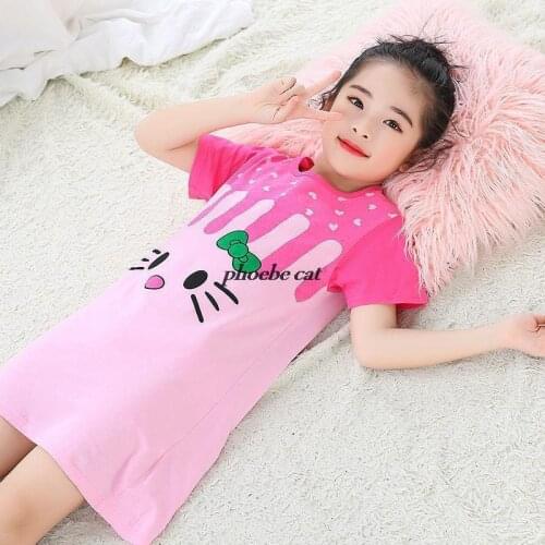 Cute Cartoon Baby Girls Pajama Dress Summer Girl Nightgown Cartoon Pajamas Dress for Kids Teenager Night Dress Baby Nightdress