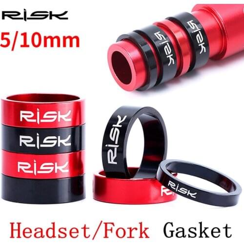RISK 4pcs 5/10mm Ultralichte Aluminum Alloy Bike Headset Washer Mountain Bicycle Front Fork Washer Bike Stem Handlebar Spacers