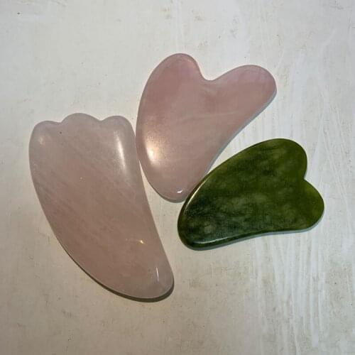 Natural Guasha Scraper Tool Stone Rose Quartz Pressure Therapy 1pc