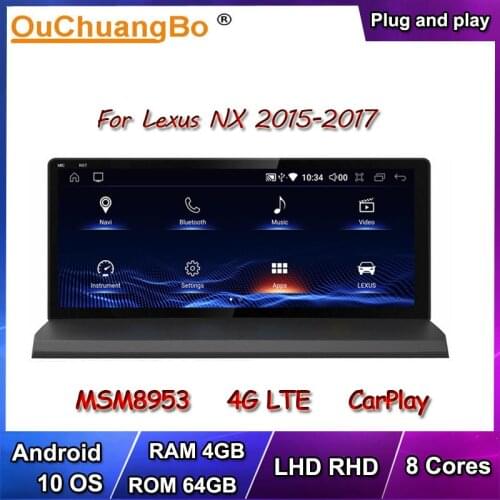 Ouchuangbo Android 10 Car Radio GPS Navigation For Lexus NX 300h NX300 NX200T 2015-2017 support LHD RHD 8 Core 4GB 64GB