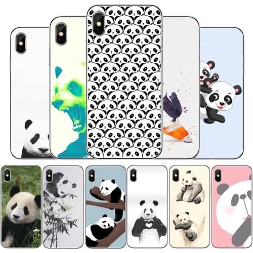 Cute Panda Transparent phone case For iphone 12 11Pro Max 11 XR XS Max X 8 7 6 6S Plus 5 5S SE 2020 Back Cover Shell