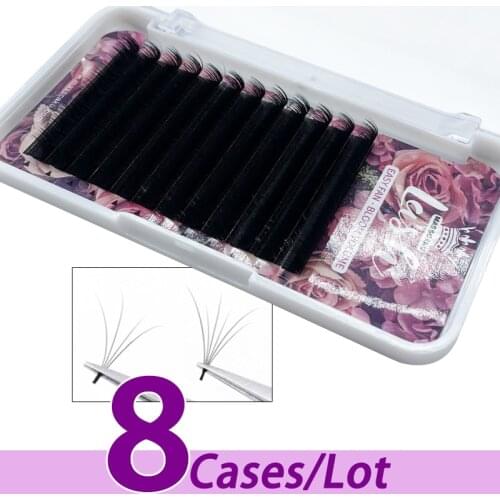 8pcs/lot Fast ship 12rows c/d curl easy fan foil matte back eyelash extension cashmere faux mink eyelash extension private label