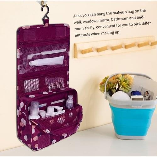 Folding Cosmetics Storage Bag Travel Wall Hanging Makeup Organizer Bag Portable Foldable Toiletry Organizer Pouch