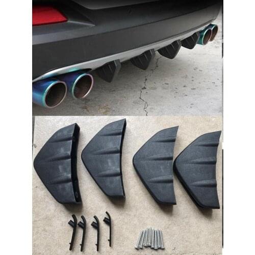 4pc Universal Car Rear Bumper Diffuser Molding Shark Fin Spoiler Protector Cover
