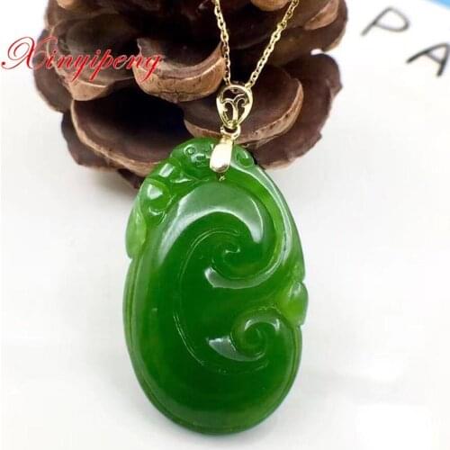 Xin yi peng 18 k yellow gold inlaid natural jasper pendant women pendant Beautiful
