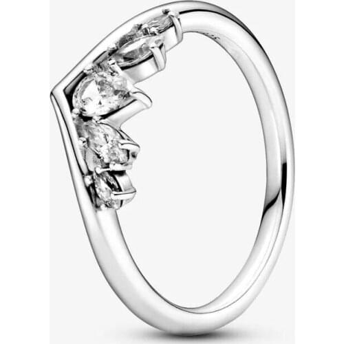 Sparkling Pear & Marquise Wishbone Rings for Women 925 Sterling Silver Wedding Engagement Ring Silver Jewelry Bijoux anillos