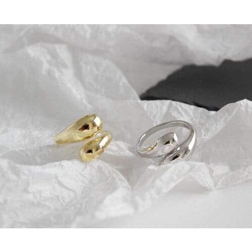 Hot Sale High Polish Simple Water Drop Gold Silver Ring Open Finger Ring For Women Party Gift Jewlery SAR172