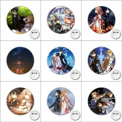 1pcs Cartoon SAO anime Sword Art Online Cosplay Badge Cute Brooch Pins for Backpacks bags Badges Button Clothes Accessories