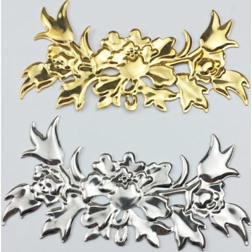 10pcs 42x80mm Filigree flower Wraps Metal Charms For Embellishment Scrapbook DIY Jewelry Metal Craft Wraps Box decoration