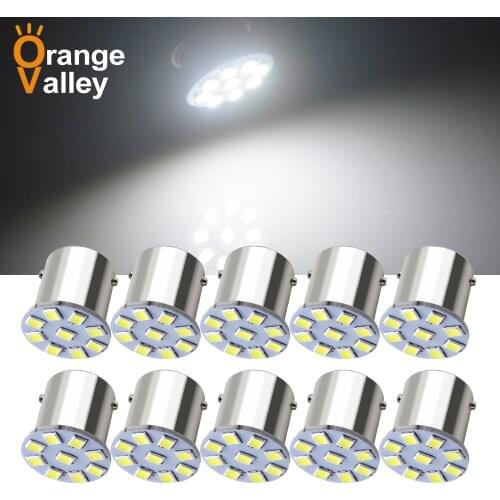 10PCS P21W 1156 BA15S LED Bulbs Car Lights Turn Signal Reverse Brake Light R5W 2835 LEDs DC 12V 24V Automobiles Lamp DRL