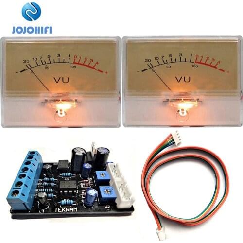 2pcs T-90 VU Meter + 1pcs Driver Board Head Amplifiers amp DB Level Pre-amplifier Chassis Sound Pressure Strap w/Backlight