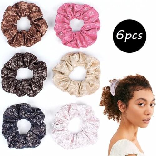 2019 Leather Scrunchie Women Hair Ring Rope Ponytail Holder Scrunchie Pack Headdress Girls Elastic Scrunchies Hair Accessories