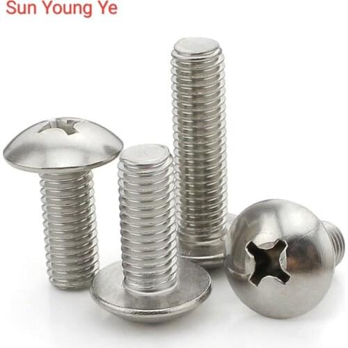 5/50pcs M3 M4 M5 M6 316 Stainless Steel Phillips Truss HeadlsScrew Large Flat Round Cross Screw Bolt JISB1111T 4-60mm