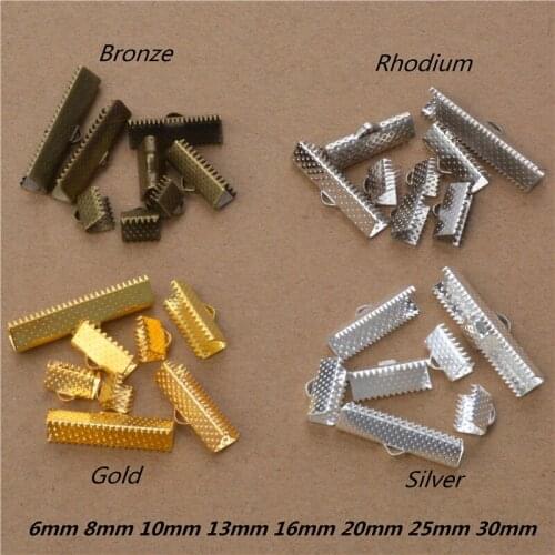 50Pcs Crimp end beads leather cord flat Cover clasps Cord End Caps String ribbon clip Foldover Necklace Bracelet Connectors