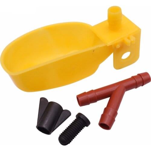 50 Pcs Poultry Feeding Supplies Quail Water Drinking Bowl Yellow Bowl Red White Tee Pipe Quail Pigeon Bird Birds Plastic Drinker