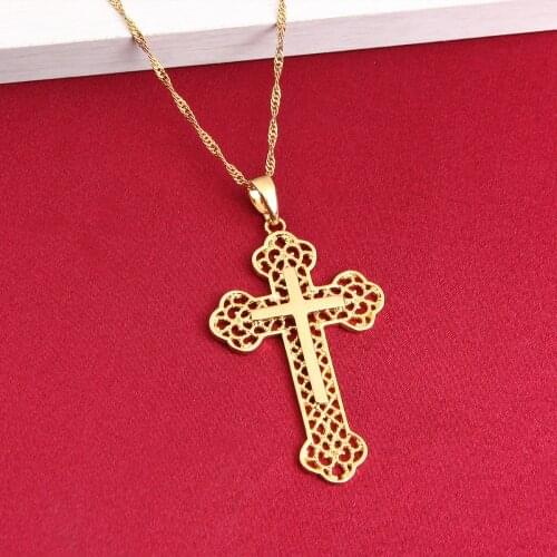 New God Saint Jesus Christ Pendant Chain Jewelry Gift 24K Gold Color Catholic Jesus Pendant Necklace