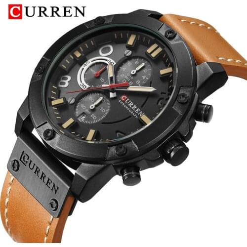CURREN Top Brand Men Watch Fashion Casual Wristwatch Quartz Chronograph Mens Military Sport Waterproof Watches relogio masculino