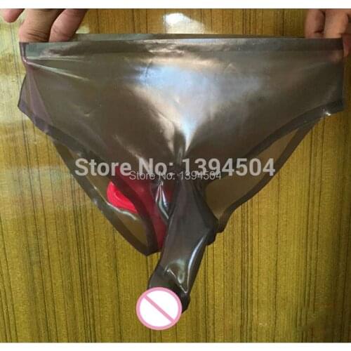 Smoked Transparent Black Latex Fetish Exotic Briefs Shorts&Handmade Condom Penis Sheath&Butt Straight Sheath ,but no egg set