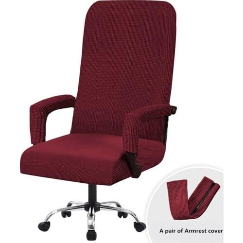 Stretch Spandex Computer Seat Chair Covers Office Home Solid Color Anti-dirty Removable Slipcovers With Armrest Covers