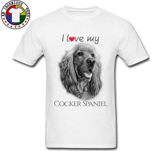 Hot Sale Men T-shirts I Love My Cocker Spaniel Cute Dog Graphic Tshirt Mens Tops Tees 100% Cotton Fabric Crew Neck Tracksuit