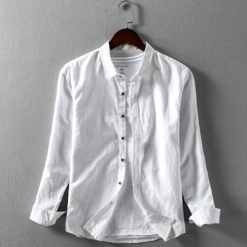 Cotton Linen Men Shirt Full Sleeve Slim Fit Dress Shirts For Men Quality Social Business Blouse Camisa Chemise TS-734