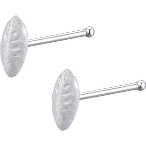 24Pcs 925 Sterling SilverGold leaf Nose Rings Studs for Women Men 22g Nose Body Piercing Jewelry ball end Daily Accessories