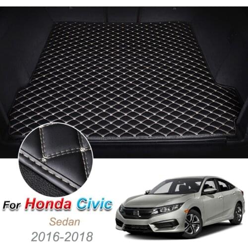 Custom Leather Car Trunk Mats for Honda Civic Sedan 2016-2018 Rear Trunk Floor Mat Tray Carpet Cargo Liner Car Accessories