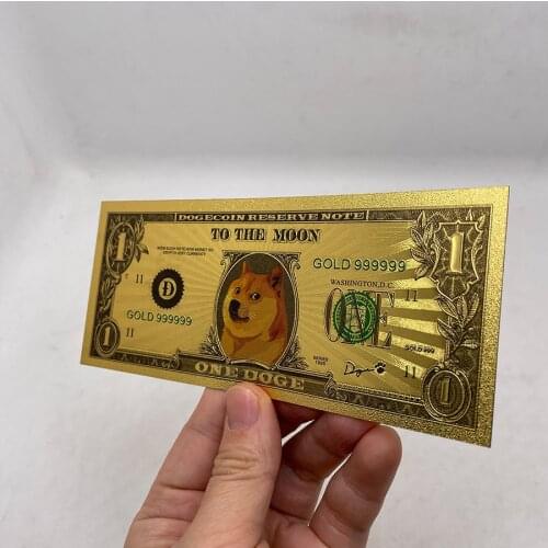 Beautiful WOW Gold Banknote Dogecoin Cute Gold Plated Dogcoin coin Pattern Dog Souvenir Collection Gifts