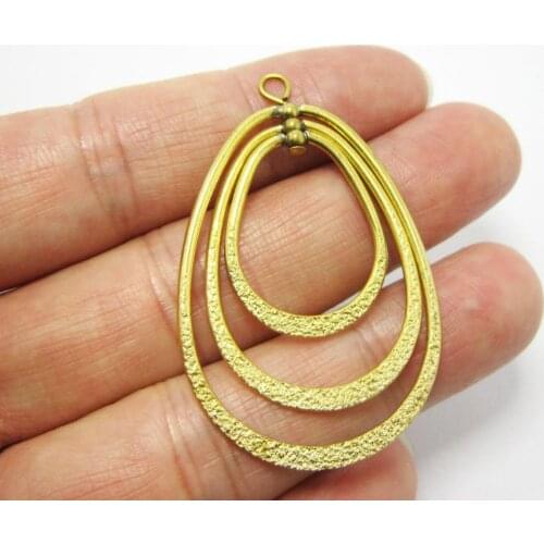 Brass pendant 45.5x29mm Circle boho earrings findings frosted Brass drop charms Necklace R856