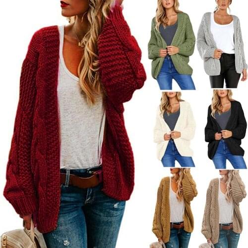 Hot Sale Fashion Droppshiping Womens Long Sleeve Thin Knit Solid Color Thick Needle Loose Cardigan Sweater Autumn And Winter d88