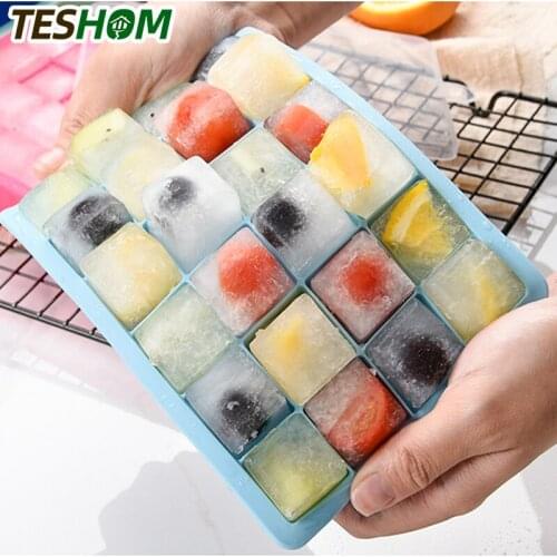 24 Grid Food Grade Silicone Ice Tray Home with Lid DIY Ice Cube Mold Square Shape Ice Cream Maker Kitchen Bar Accessories